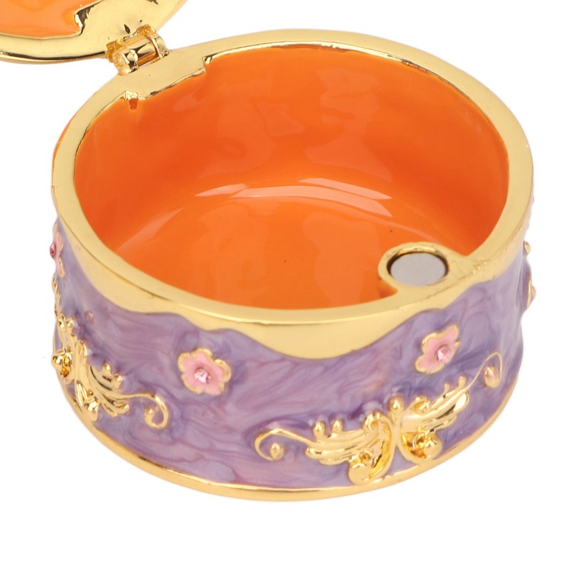 Rabbit Trinket Box Vintage Metal Enamel Antique Floral Engraving Pattern