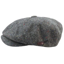 TruClothing 8 Panel Baker Boy Cap Shelby Hat Wool Vintage Tweed Classic Light Grey Razor - Grey Razor S/M