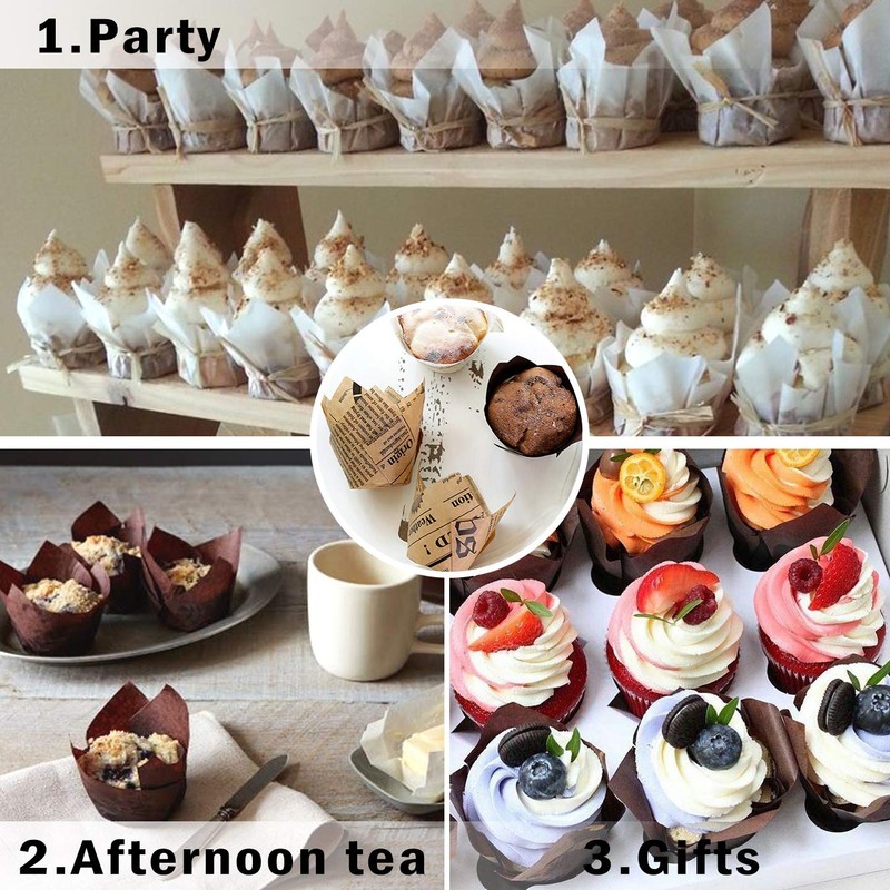 200 Pieces Tulip Cupcake Muffin Liners - 2 Inch Standard