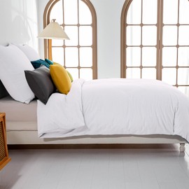 Soifox Red Bed Linen 135 x 200 cm, White, Microfibre Bedding Sets, Non-Iron and Wrinkle-Free, with Zip, 1 Duvet Cover 135 x 200 cm + 1 Pillowcase 80 x 80 cm