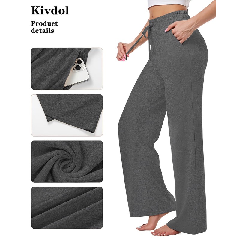 Kivdol 3 PACK Womens Yoga Sweatpants Wide Leg Lounge Pajamas