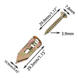 DGZZI 50 Sets Expansion Bolt Zinc Plated Fibreboard Nail 12x30MM Expansion Tube and M4x30MM Screws 50PCS Each for Hanging or Fixing Picture Frame Wall Lamp and Curtain