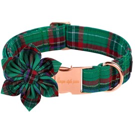 Unique style paws Dog Collar with Flower Tie Christmas Dog Collar for Small Medium Large Dogs with Adjustable Metal Buckle -S