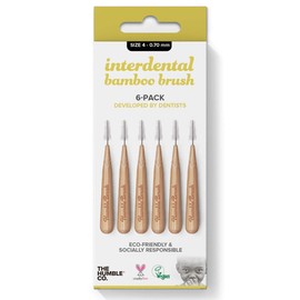 Humble Interdental Brush Bamboo Interdental Brushes Size 4-0.70 mm Yellow Pack of 4 (4 x 6 Pieces)