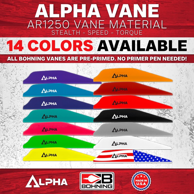 Bohning Alpha AR 1250 Vane, 2.8", Blue, 36pk