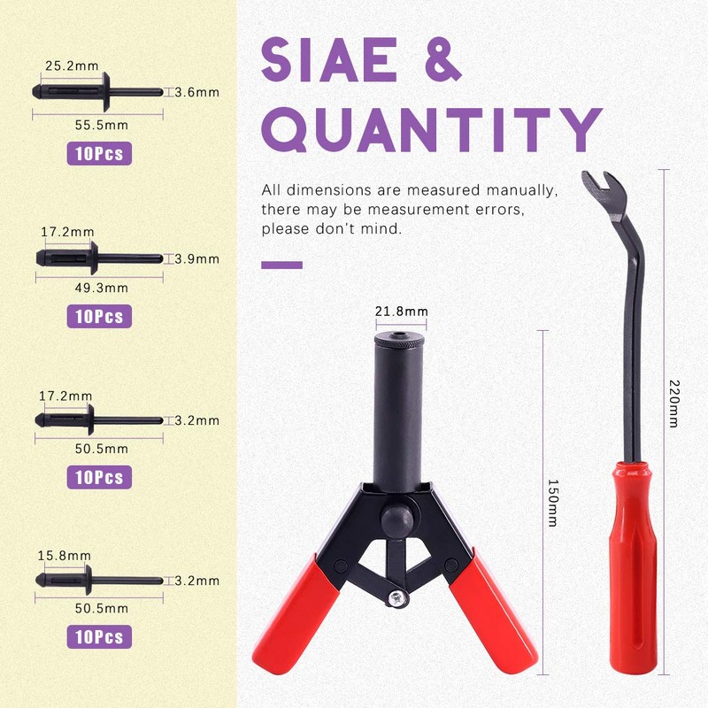 Swpeet 41Pcs Poly Rivet Gun Set with 1Pcs Rivet Removal