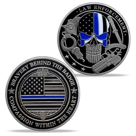 Thin Blue Line Police Challenge Coin Law Enforcement Officers Thank You Coins Gift