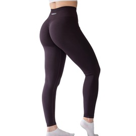 AUROLA Workout Leggings for Women Seamless Scrunch Tights Tummy Control Gym Fitness Girl Sport Active Yoga Pants (XL, Winetasting)