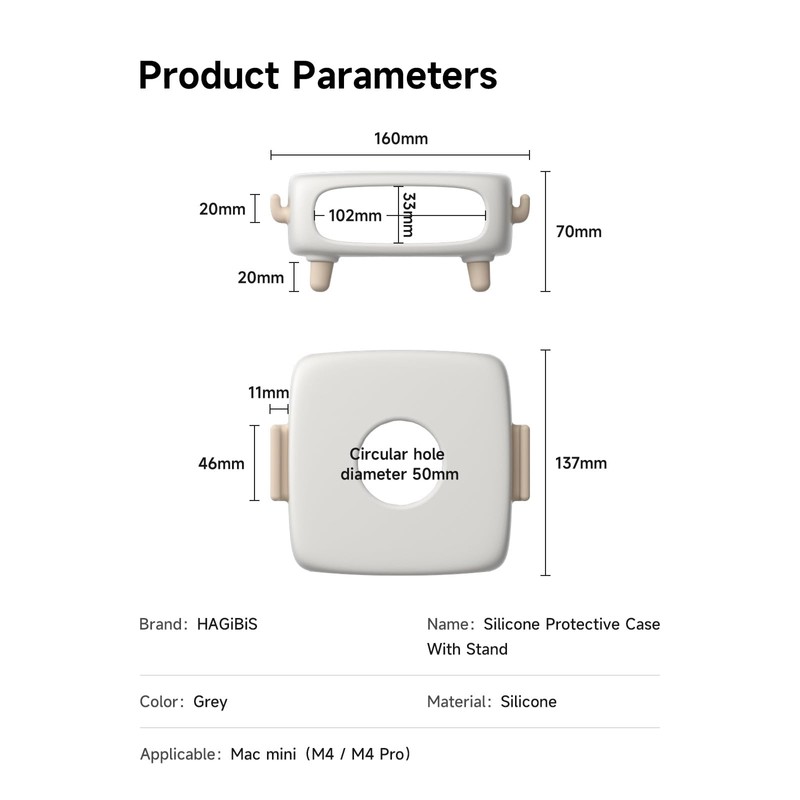 Hagibis Silicone Protective Case for Mac Mini M4 / M4