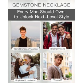 MIDDLUX Gemstone Beaded Necklace for Men, Must-have Men's Accessories, Jewelry Gifts for Men, 24 inches, Turquoise, Onyx