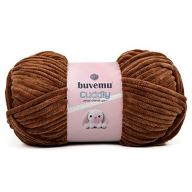 Cuddly Velvet Chenille Yarn, Super Soft Fluffy Bulky for Knitting Crocheting Crafting Blanket Amigurumi, Durable for Shedding, 100 Gram (3.53 Ounces) 109 Yards (100 Meters) (Brown Bear)