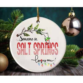 Salt Springs Florida Souvenir Christmas Ornament 2024 Someone in Salt Springs FL Loves Me! Christmas Family Friend Gifts Ideas 3" White