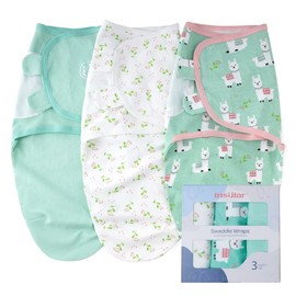 insular Baby Swaddle Sacks, Swaddle Blanket for Newborn and Infant, Adjustable Velcro Set for Boy and Girl, Soft Cotton Baby Sleep Sack 3 Pack (Alpaca, Medium(3-6M))