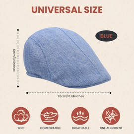 Anei Mens Tweed Flat Cap, Newsboy Cap, Adjustable Fashion Newsboy Beret Hat, Driving Cabbie Flat Hat, Cambridge Hunting Hats for Men, Duckbill Cap-Blue