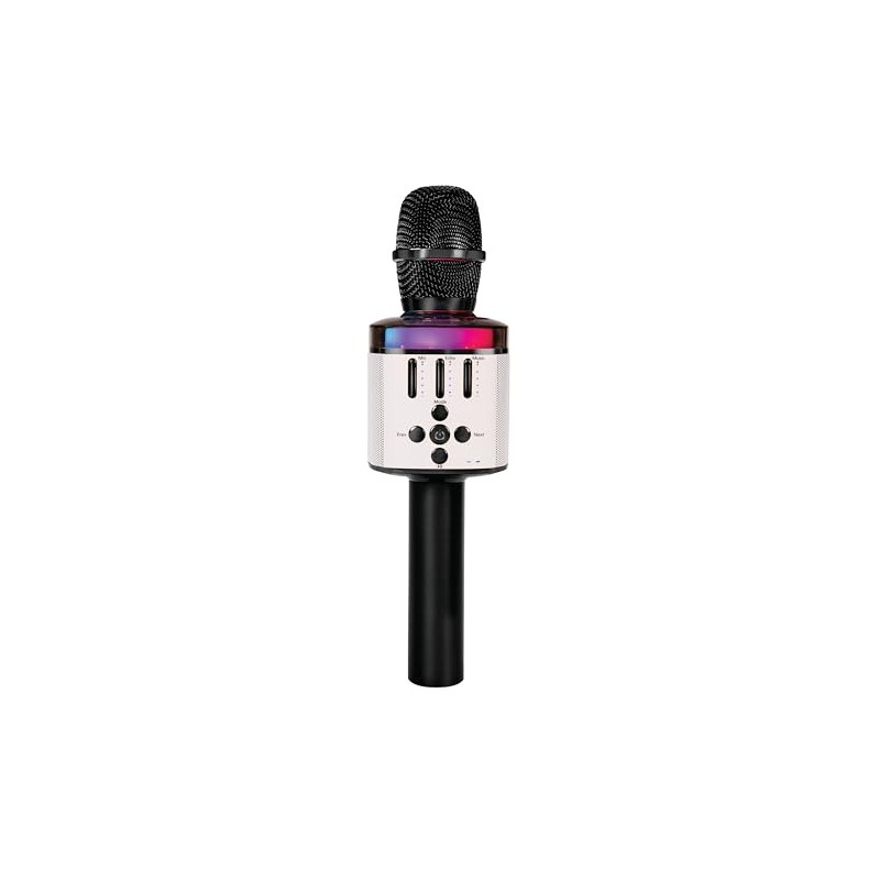 Easy Karaoke Bluetooth® Wireless Microphone with Speaker and Lights ~