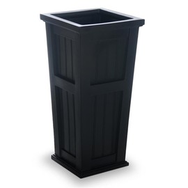 Pemberly Row 32" Tall Weatherproof Coastal Plastic Planter in Black