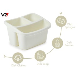 VR7 Sink Organiser Kitchen Sink Cleaning Caddy Organiser Washing up Caddy Tidy Sponge Holder (Cream)
