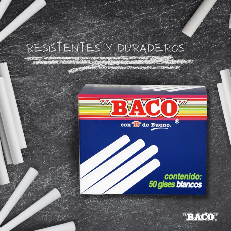 Baco | Caja de Gises Blancos Moldeados de 85 mm,