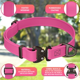 NexaPaw Biothane Dog Collar with Cobra Buckle - Made in USA - QR Code Dog Tag ID Included - Adjustable Heavy Duty Dog Collars for Medium Large Dogs - Waterproof Military Grade Tactical Collar for Dogs