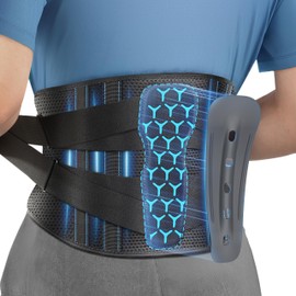 Rakiie Back Brace for Back Pain in Women and Men, with Hollow Cross Correction, Also Suitable as Back Brace Men and Kidney Belt, Size XXL (Waist: 130-160 cm)