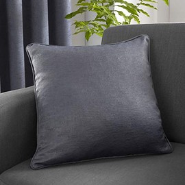Fusion - Charcoal Cushion (43 x 43cm) - Filling Included - Piped Edge - Matching Curtains Available - Dark Grey Cushion with Cover Included/Cushion Insert - Strata Collection
