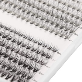 Individual Eyelashes, 240 Pieces, 12 Rows, False Eyelashes, Various Lengths, Flat Roots, Tapered Ends, Mixed Individual False Eyelashes
