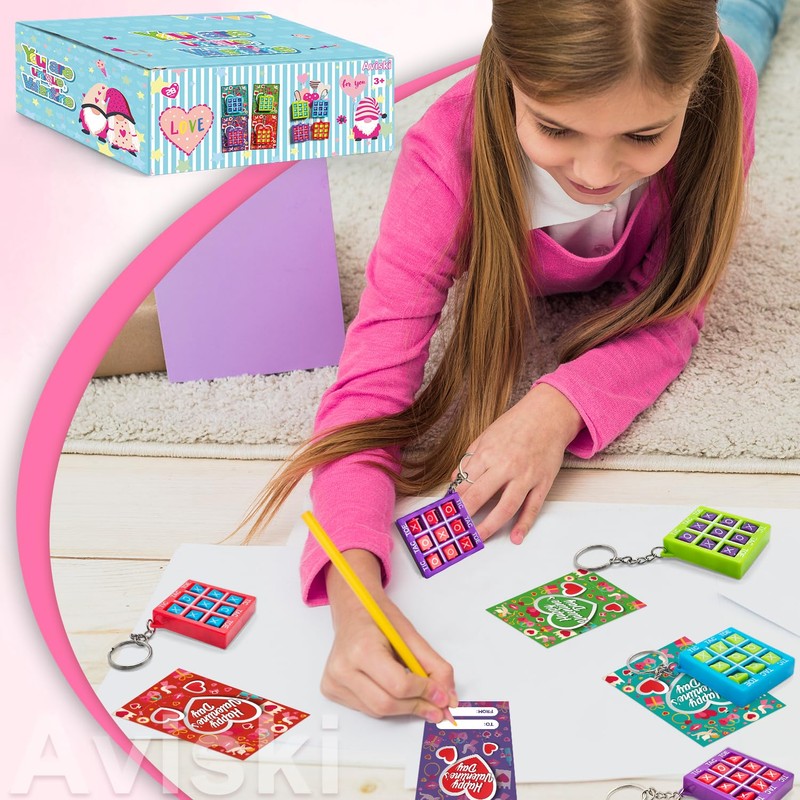Aviski 28PACK Valentine's Day Greeting Cards With Tic Tac Toe