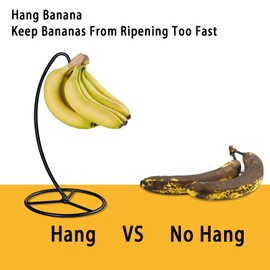 EGMEHOAD Banana Holder Stand, Banana Hanger Stand Black, Metal Bananas Tree Hanger to Keep Bananas Fresh for 15LB