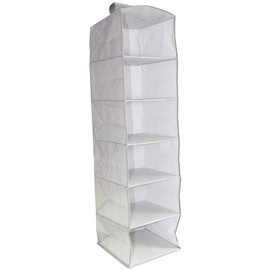 Simply Organized 6-Shelf Closet Organizer – Space-Saving Hanging Sweater and Clothing Shelves, Durable Fabric Storage for Closets, in Black