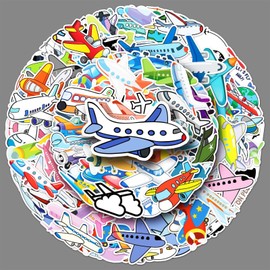 Airplane Stickers 101 Pcs Funny Cartoon Cool Transportation Sticker for Skateboard Water Bottle Laptop Luggage Phone Scrapbook Car Bike Helmet,Waterproof Trendy Paper Plane Sticker for Adults Boys