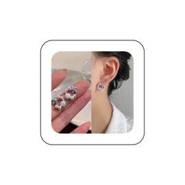 Xmsrn Vintage Blue Shell Earrings Shell Pearl Stud Earrings Scallop Stud Earrings Blue Starfish Earrings Jewelry for Women and Girls