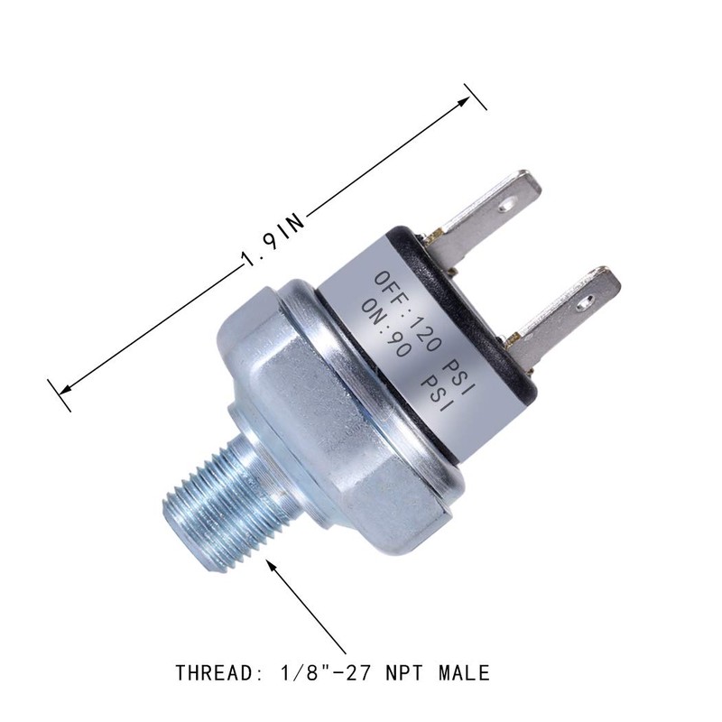 Air Pressure Switch 90-120 PSI 1/8"-27 NPT DC 24V 12V
