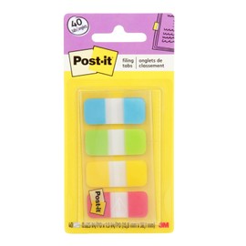 Post-it Tabs, .625 x 1.5 Inches, 4 Colors, 10/Color, 40/Dispenser (676-ALYR)