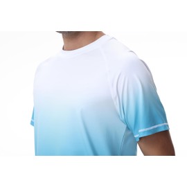 YuKaiChen Rashguard Men's Swimming Shirt, Quick-Drying, Breathable Swimming T-Shirt with Short Sleeves, Rash Guards, Water Sports for Men, White-azure blue