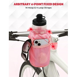 Bike Cup Holder, Water Bottle Holder Handlebar for Bike with Mesh Pockets, Universal Fabric Bicycle Water Bottle Drink Cup Cage for Cruiser Bikes, Scooter, Mountain MTB, Stroller, Wheelchair, Boat