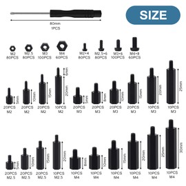 WiMas 940PCS Nylon Hex Standoff Spacer Screw Nut Threaded Pillar Standoff Screws Assorted Assortment Set M2 M2.5 M3 M4 for DIY PCB Board Motherboard Mounting (Black)