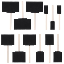 12 Pcs Foam Paint Brushes Wood Handle Foam Brushes Sponge Paint Brush Lightweight Durable Sponge Brushes for Details Staining Varnishes Large Area DIY Craft Projects Staining Paint