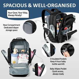 MIRACOL Outdoor Diaper Bag for Men - Military Baby Diaper Bag Backpack with Changing Mat for Hiking Camping Park - Designed for Outdoor Enthusiast Dad Black