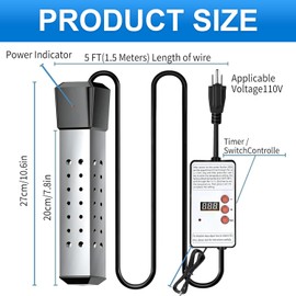 2000W Electric Immersion Heating Rod Portable Water Heater For Bathtubs Pools and Outdoor Use Fast Heating for Homes and Schools Set temperature(Constant temperature type)