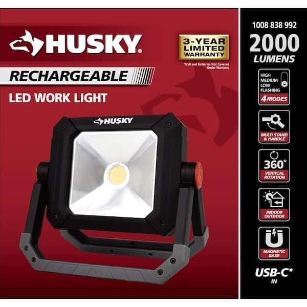 2000 Lumens Rechargeable LED Work Light, Portable and Bright for
