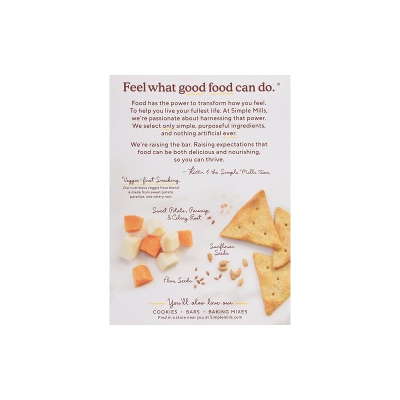 Simple Mills Veggie Pita Crackers, Himalayan Salt - Gluten Free,