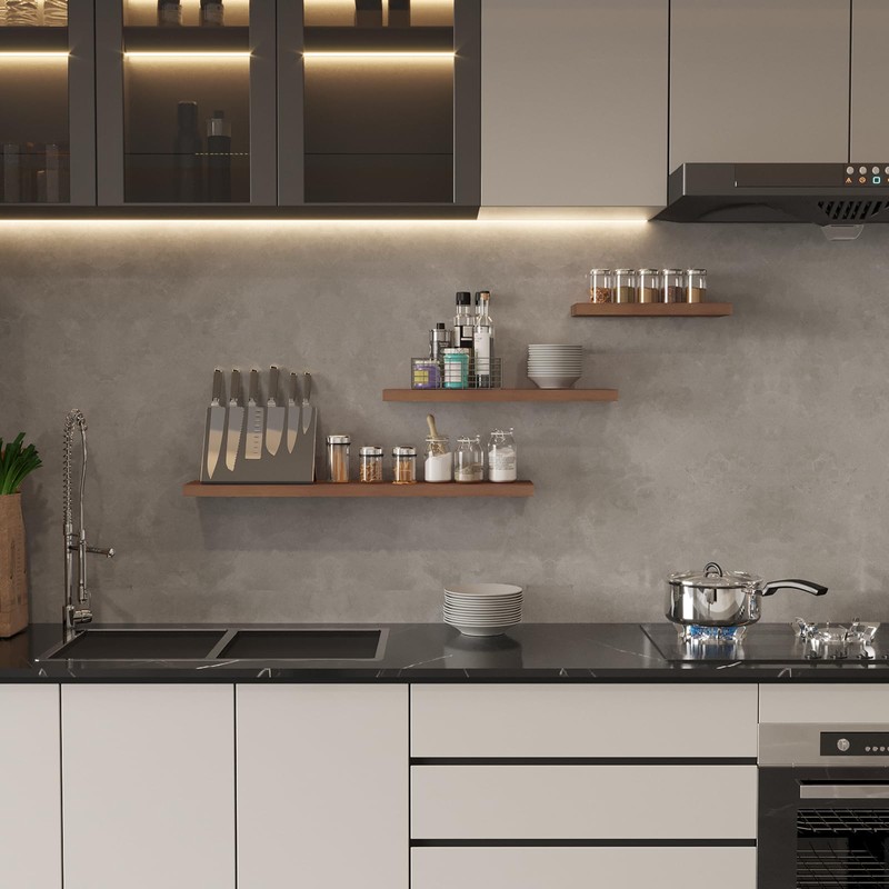 SAUMONIERES Floating Wall Shelves for Bedroom Bathroom Wall Mounted Solid