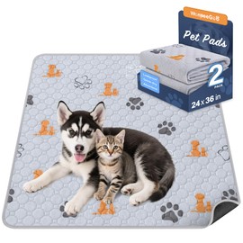 WanpeeGoo Washable Pee Pads for Dogs, 2 Pack Absorbent Reusable Training Dog Pads Pet Puppy Pads, Non-Slip Potty Pads for Whelping, Playpen, Crate, Bed, Orange, 24"x36"