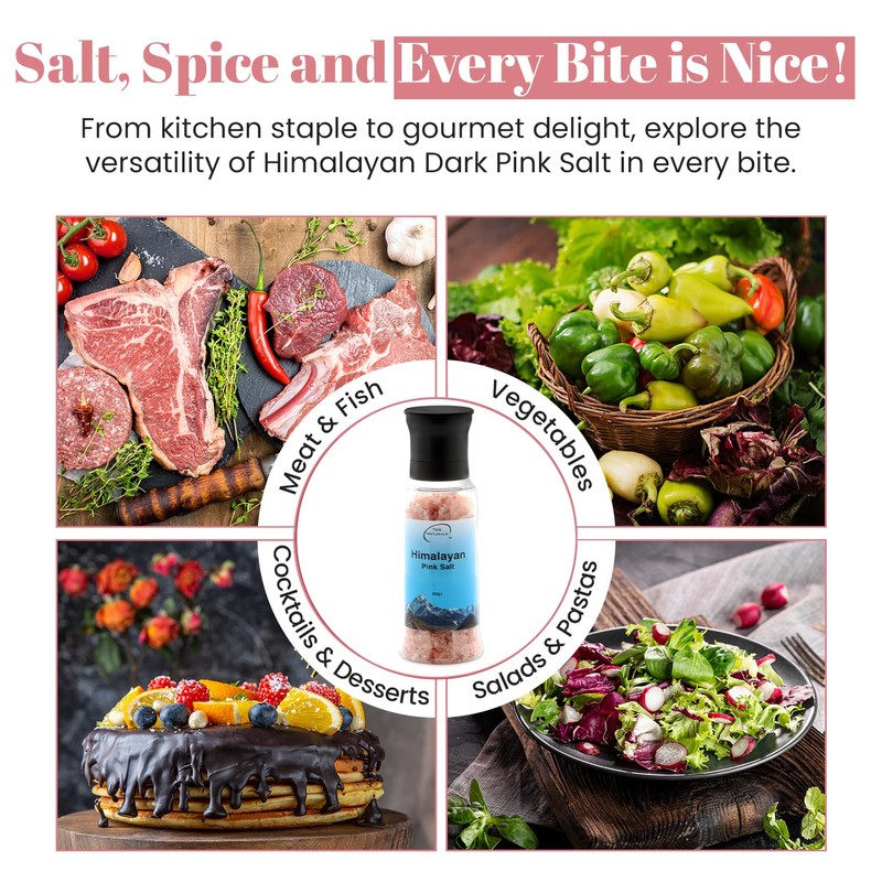 TKS Premium Himalayan Pink Salt Grinder Coarse Grain, Hand-Mined Rock