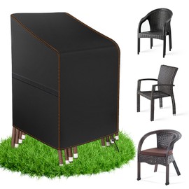 MUPAS Garden Chair Cover 420D Oxford Fabric Cover Garden Chairs Waterproof Winterproof Protective Cover for Stacking Chairs Cover High-Backed Chair Cover Garden Furniture 65 x 65 x 75 / 120 cm