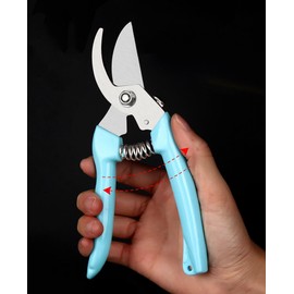 Blue Garden Flower Shears Pruning Shears 6.9 inches Scissors Heavy Duty Plant Scissors for Cutting Flowers, Trimming Plants, Bonsai, Fruits Picking (Blue Handle)