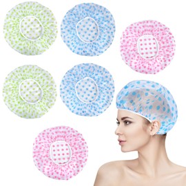 Women's Shower Cap, Waterproof and Reusable Salon Quality Shower Caps, Perfect for Home Spa, Travel and Hair Care (Pack of 6)