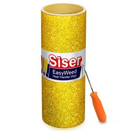 Siser Glitter Gold Easyweed Heat Transfer Craft Vinyl Roll Including Stainless Steel Weeding Tool (3ft x 10")