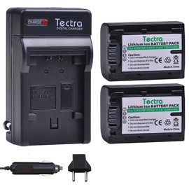 Tectra 2-Pack NP-FV50 Battery and Charger Kit for Sony NP-FV30 NP-FV40 NP-FV50 & Sony FDR-AX53 HDR-CX230 HDR-CX220 CX330 CX380 CX455 CX900 CX430V TD30V FDR-AX100 Handycam Camcorder