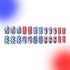 24Pcs Independence Day Flowers Press on Nails Short Square 4th